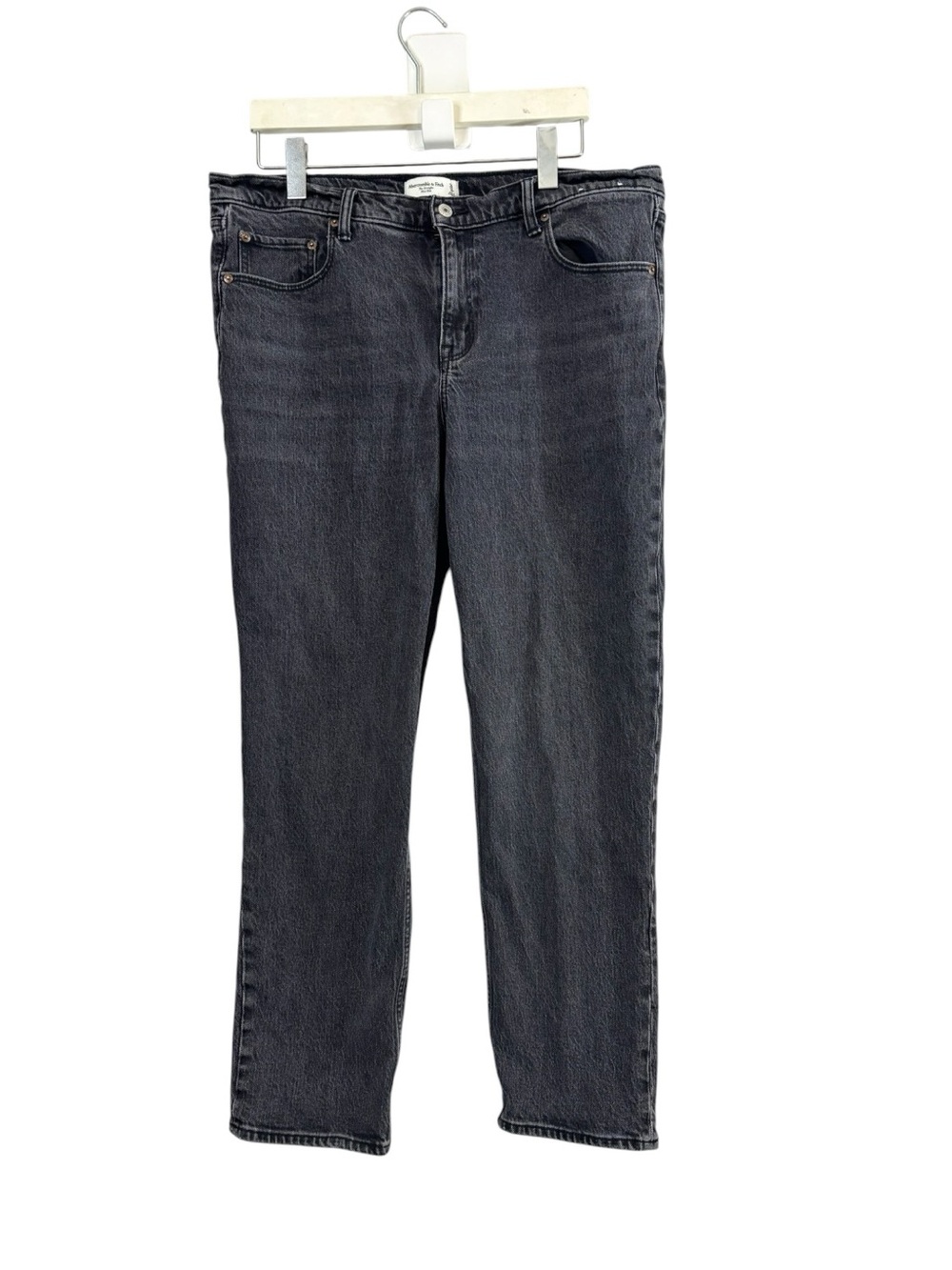 Abercrombie & Fitch Women’s Straight Mid Rise Dark Gray 5-Pocket Jeans 33 /16R.